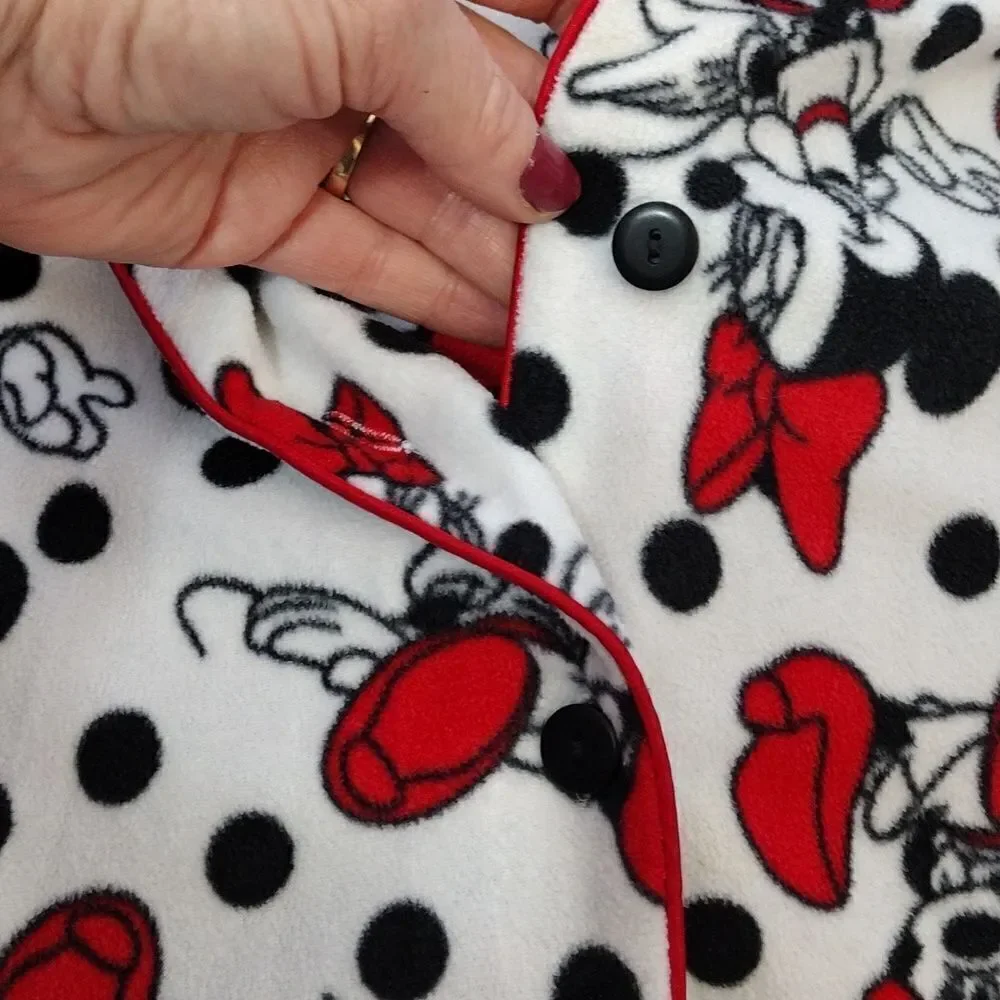 Disney Y2K Minnie Mouse Polka Dots Fleece Long Sleeve PJ Pant‎ Set Plus 2X - Picture 7 of 16